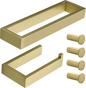 SAYAYO 6-Piece Bathroom Hardware Set Gold, Includes 10 Inch Towel Bar, Toilet Paper Holder & 4Pcs Coat Hooks Wall Mount, Towel Racks for Bathroom Accessories Set SUS304 Stainless Steel