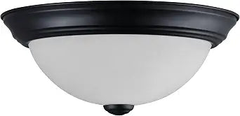 Aspen Creative 63014-3A, 2-Light Ceiling Flush Mount, Matte Black, Alabaster Glass, for Bedroom Hallway Kitchen Dining Room, 13-1/8" Diameter, E-26 Socket