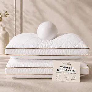 Pillows King Size Set of 2, Bed Pillows for Sleeping with 100% Cotton Shell, Soft Supportive 3D Down Alternative Home Pillows, Gusseted Pillow Set for Side Back Stomach Sleepers, White
