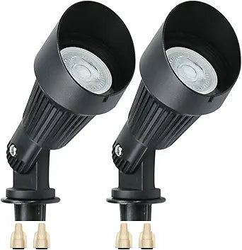 Lumina Lighting 4W Landscape Lighting 12V Landscape Lights Low Voltage Landscape Spotlights Warm White Waterproof Outdoor Replaceable LED Bulb for Garden, Lawn, Porch, Patio and Yard (Black, 2-Pack)