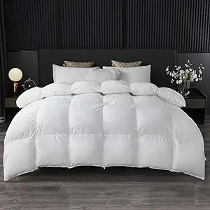 MH MYLUNE HOME Fluffy Down Alternative Comforter, All Season Duvet Insert Lightweight Bed Comforter Insert White Baffle Box Stitched with Corner Tabs (King All Season 105"x90")
