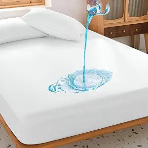 1 Pc Fitted Style Full XL Waterproof Mattress Protector, 100% Terry Cotton,Soft, Breathable, Noiseless Fits Upto 15" Deep Mattress Suitable for Extra Long College Dorm Room Bedding 54" x 80", White