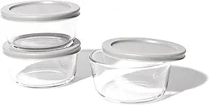 6-Piece Glass Food Storage Containers Set (3 Containers + 3 BPA-Free Lids) | 2-Cup, Leakproof | Microwave, Freezer, Oven & Dishwasher Safe | Ideal for Meal Prep & Pantry Organization, Grey