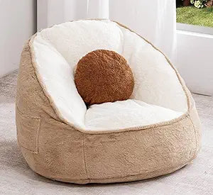 HOMMPA Bean Bag Chair for Teens Comfy Faux Fur Bean Bag Couch with Back Support Stuffed Lazy Floor Sofa for Living Room Bedroom Dorm,Coconut Brown