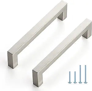 Ravinte 30 Pack Cabinet Handles Square Cabinets Cupboard Handles Brushed Nickel Drawer Pulls Stainless Steel Kitchen Cabinet Pulls Cabinet Hardware Drawer Handles 5 inch Hole Center