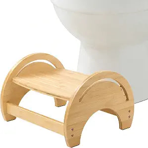 Bamboo Squat Toilet Stool 6.3" Adjustable Non-Slip for Bathroom