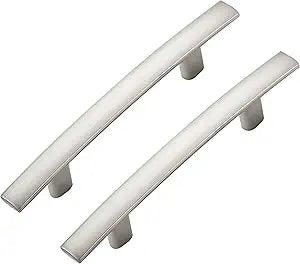 30 Pack Cabinet Handles 3" Hole Center - Curved Cabinet Pulls Brushed Nickel Drawer Pulls for Kitchen Cupboard Solid Hardware for Dresser Drawer Arch Hardware