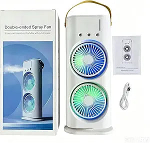 15 Inch Light up Desk Tower Fan Portable Oscillating Swing Misting Cooling Fan 3-Speed Options Dual Air Circulation with remote, for Bedroom, Dorm Room, Office Desktop
