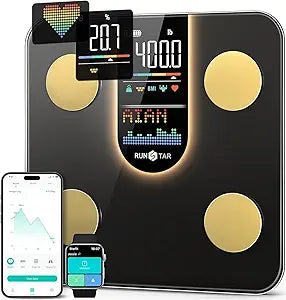 RunStar Scale for Body Weight, Smart Scale with 8-in-1 VA Display, High Precision Bathroom Digital Scale for Body Weight Heart Rate BMI Body Fat 22 Body Composition Sync APP, FSA&HSA Eligible