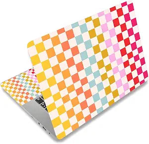 12.1-15.6 Inch Laptop Skin Decal, Universal Reusable Vinyl Laptop Cover Sticker, Waterproof Art Decal Protector in Colorful Checkered