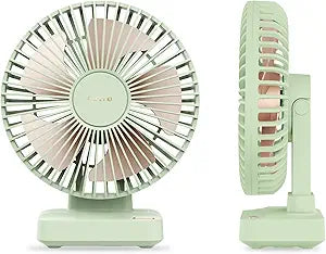 Funme Desk Fan, 6700mAh Rechargeable Table Fan with 23H Max Runtime, 3 Speeds, 90┬░ Adjustable Tilt, Quiet Personal Desk Fan, Portable Desktop Fan forHome Office Bedroom Kitchen, Green