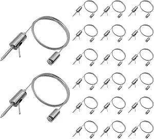 20 Pack 3.3ft Hexagon Garage Lights Suspension Cables Kit for Hexagon LED Lights Adjustable Steel Hanging Chains Per Strip Load 6.6Ib, Light Suspension Kit for LED Panel Aquarium Lights