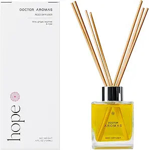 Doctor Aromas Premium Reed Diffuser Diffuser Glass Jar Set Elegant Scent for Home, Room or Bathroom and Fresh Air Scent Lasting Home Fragrance Over 90 Days (Pack of 1, Hope)