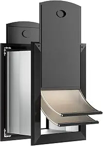 Heavy Duty Dog Door for Wall, Energy Efficient Doggie Door with Aluminum Frame, Telescoping Tunnel, Double Magnetic Flaps and Two Sliding Lock Panels, Easy to Install, Black, Medium