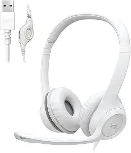 Logitech H390 Wired Headset PC/Laptop Stereo Headphones, USB-A, Off-White