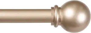 Kenney  Chelsea Curtain Rod, Durable 5/8" Steel Rod with Decorative Ball Ends, Adjustable 2848" for Light to Medium Weight Curtains, Soft Brass Gold