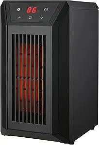 Comfort Glow Electric Infrared Quartz Heater with Remote, 6-Element Space Heater with Temperature Control, Overheat & Tip-Over Shut Off Protection, 3 Heat Settings - Indoor Use for Home Office Bedroom