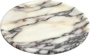 DUANYAN Natural Marble Tray, Coffee Table, Food, Fruit, Paper Cup, Cake Display, Coffee bar, Family Gatherings, Seasonal Holiday Decoration Tray(Viola-circular-9.8"x9.8"x0.7")