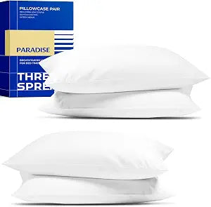 Thread Spread 100% Egyptian Cotton King Size Pillow Cases Set of 4 - Luxury 1000 Series Paradise Collection Pillow Cases King Size (Pack of 2, White), Soft Cooling Hotel Egyptian Cotton Pillowcases