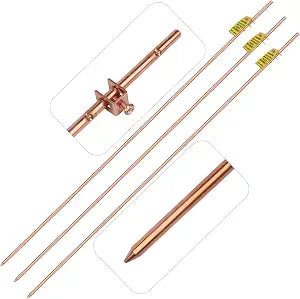 4FT Grounding Rod with Warning Tags, Portable Electrical Copper Grounding Rod with Clamp for Electric Fences Satellite Dishes Generator Grounding (3)