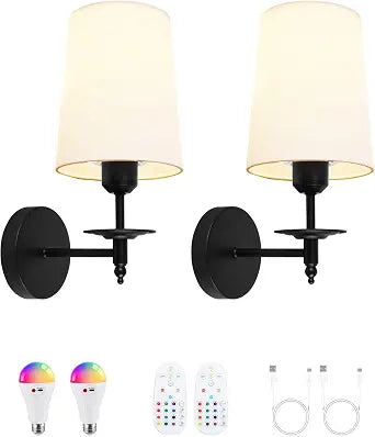 Battery Operated Wall Sconces Set of 2, Rechargeable Wireless Wall Lights
