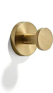 5 Pack Vibrant Brushed Moderne Brass Round Robe Hooks, Wall Mounted Bathroom Towel Hook Coat Hooks, for Clothes Hats Towel Robes in Bathroom Bedroom