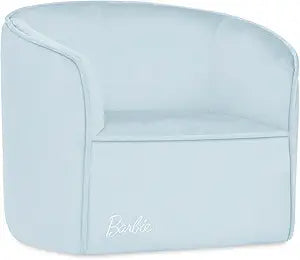 Evolur Barbie Be Bold Be You Kids Sofa, Soft Supportive Seating for Playrooms and Bedrooms, Low-to-Ground Access, Easy-Clean Fabric, ASTM Certified, 99 lb Capacity  Light Blue