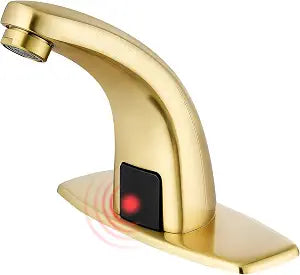 Brush Gold Motion Sensor Touchless Bathroom Automatic Faucet