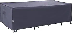 F&J Outdoors Heavy Duty Waterproof Anti-UV Rip-stop Fabric Extra Large Patio Furniture Covers, Grey, 140"x86"x30.5"