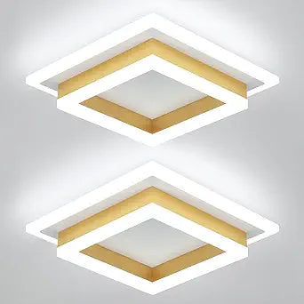 EIDISUNY Modern LED Ceiling Lights, Gold Small Hallway Ceiling Light, 32W Cool White 6000K Acrylic LED Ceiling Light Fixtures, Close to Ceiling Lights for Bedroom Kitchen Bathroom(2 Pack)