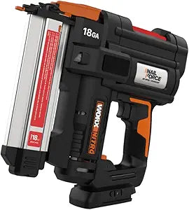 Worx Nitro 20V 18GA Brad Nailer Cordless Fires 80 Nails Per Minute, Cordless Nail Gun Anti-Ejection, Nail Gun Battery Powered Tool-Free Jam Release WX842L.9 Power Share  Tool only