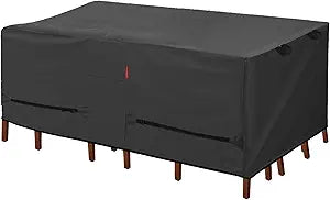 Porch Shield Patio Table Cover - Waterproof Outdoor Dining Table and Chairs Furniture Set Cover Rectangular - 86 x 44 inch, Black