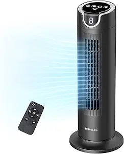 DR.PREPARE Tower Fan for Bedroom, 25 dB Quiet DC Bladeless Fan with Remote, 8 Speeds, 1-8H Timer, 80┬░ Oscillating Fans for Indoors, 16 Inch Portable Desk Table Fans for Room, Home, Office