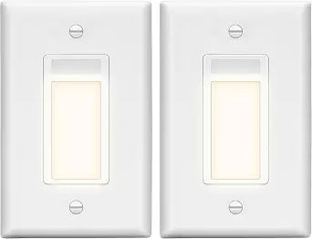 LIDER Full LED Guide Light with PIR Motion Sensor, in-Wall Night Light, Adjustable Time Delay & Daylight Sensor, Wall Plate Included, UL Listed, Thermoplastic, Matte White, 2-Pack