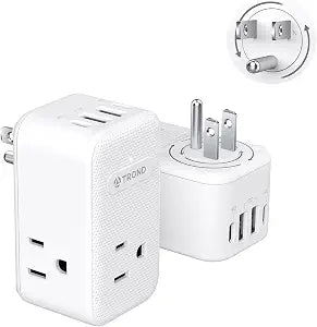 TROND Multi Plug Outlet Extender 2 Pack with 3 Way Outlet Splitter and USB