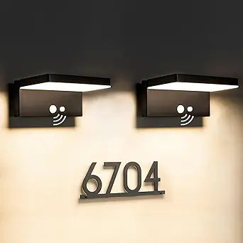 2-Pack Solar Motion Sensor Outdoor Lights - 600 Lumen 3 Modes, IP44 Waterproof Aluminum Solar Wall Address Light with 10H Runtime for Garden/Fence, Black, SG601020
