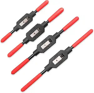 4 Pcs Adjustable Tap Wrench Screw Holder Reamer Hand Tool with Plastic Dipped Non-Slip Handle for Tap Reamer (1/4"-3/4", 3/16''-1/2'', 1/16''-3/8'', 1/16"-1/4")