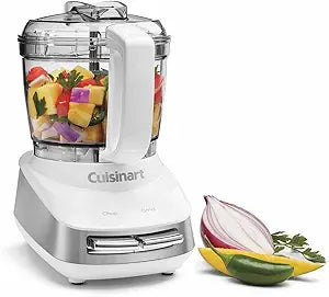 Cuisinart Core Custom 4-Cup Mini Chopper, Mini Food Processor Chops and Grinds with Auto-Reversing Stainless Steel SmartPower Blade, Dishwasher-Safe Parts, MCH-4, White/Stainless Steel