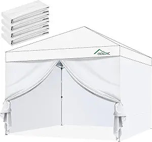 Acepic 10x10ft Sidewalls with Door for Pop Up Canopy Frame,Waterproof UV Protection Material for Outdoor Events, Courtyard, Vendor Booths(White, 4PCS Sidewalls Only, Canopy Tent NOT Included)