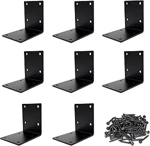 6" x 6" x 5" Heavy Duty Steel L Angle Corner Bracket, 90 Degree Support Bracket for Wood Beams Pergolas Shelves Furniture, Thickness 0.22", Max Load 300 lbs, 8 Pack