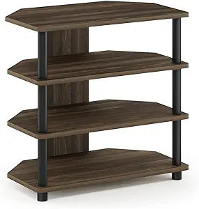 Furinno Turn-N-Tube Easy Assembly 4-Tier Petite Entertainment Center / TV Stand / TV Unit / TV Desk, Columbia Walnut/Black