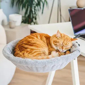 Cat Desk Bed  180 Rotating & Adjustable Cat Hammock, 2 Washable Covers, Supports 40 lbs, Non-Slip Clamp, Soft Faux Fur, Space-Saving Design for Home Office, Remote Workers, Gamers