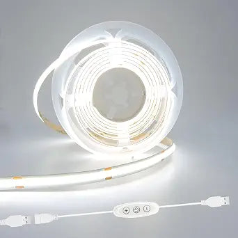 5V COB LED Strip Lights 6ft with USB Dimmer Switch White 6500K