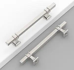 10 Pack 5"(128mm) Brushed Nickel Cabinet Pulls Kitchen Satin Nickel Cabinet Handles Drawer Pulls Cupboard Hardware for Cabinets