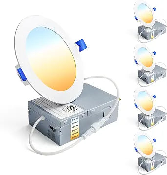 Ensenior 4 Pack 4 Inch LED Recessed Light, 6CCT Dimmable Canless Wafer