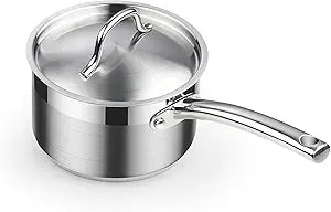 Cooks Standard Professional 2 Quart Stainless Steel Saucepan with Lid, Small Kitchen Sauce Pot, Multi-Purpose Sauce Pan, Milk Chocolate Cooking Pan, Dishwasher & Oven Safe, Induction Compatible