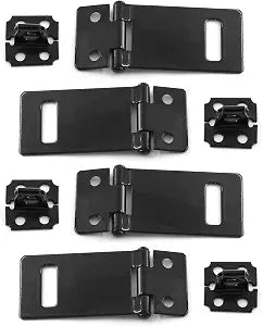 Biaungdo 2 Inch Padlock Hasp, Black, 4 Pcs Door Slide Latch Lock