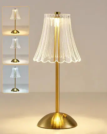Rechargeable Table Lamp Brass, LED Touch Lamp Battery Operated