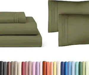 Sage Green 3-Piece Sheet Set & Pillowcase Bedding Bundle (Twin XL Size) - Complete Twin XL Sheet Set & 2 Pillowcases w/ Deep Pockets up to 16 inches - Hotel Luxury Quality - Soft, Breathable & Cooling