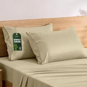 TOSMO Luxury Pillow Case Set of 2 - Cooling Viscose Derived from Bamboo, Oeko-TEX, Breathabl Silky Soft Pillow Cases with Envelope Closure (King / 20x36, Dune)